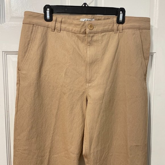 COS Pants Tan Beige Trousers NWT Work Office Textured Women's Straight Slim 14 - Picture 2 of 8